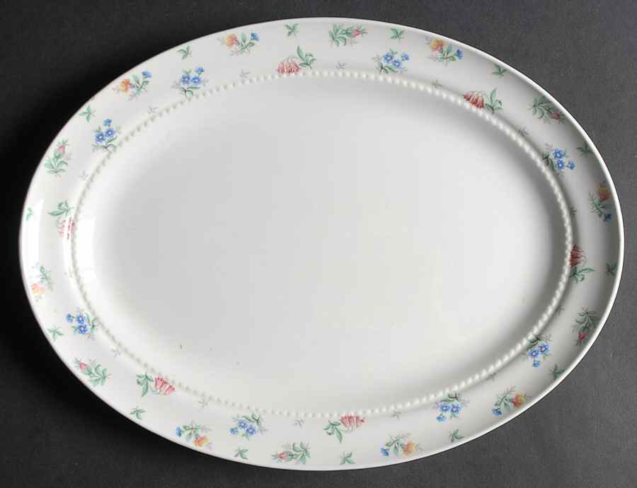 Monticello Pink and Blue (No Trim) 11" Oval Serving Platter by Harmony House China-1