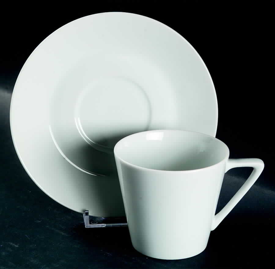 Moonglow White Flat Cup & Saucer Set by Harmony House China-1