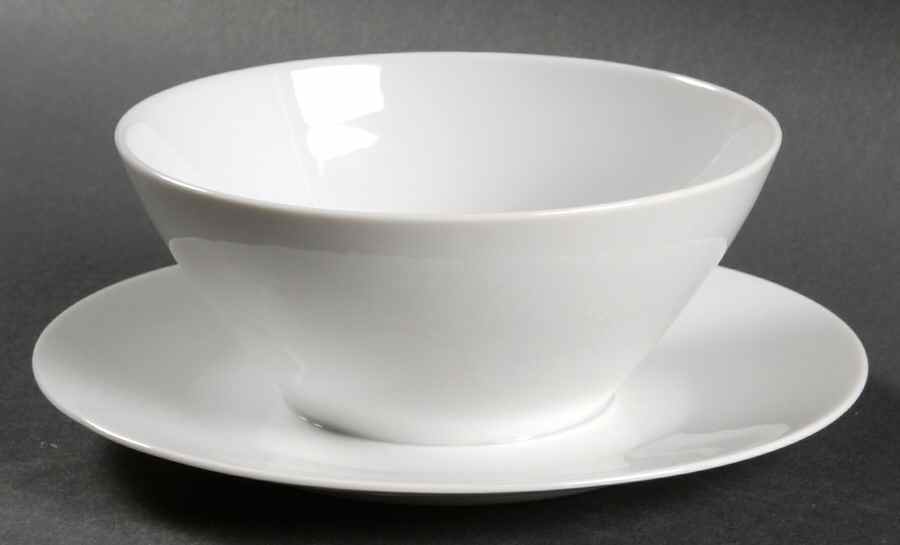 Moonglow White Round Gravy Boat/Attached Underplate by Harmony House China-1