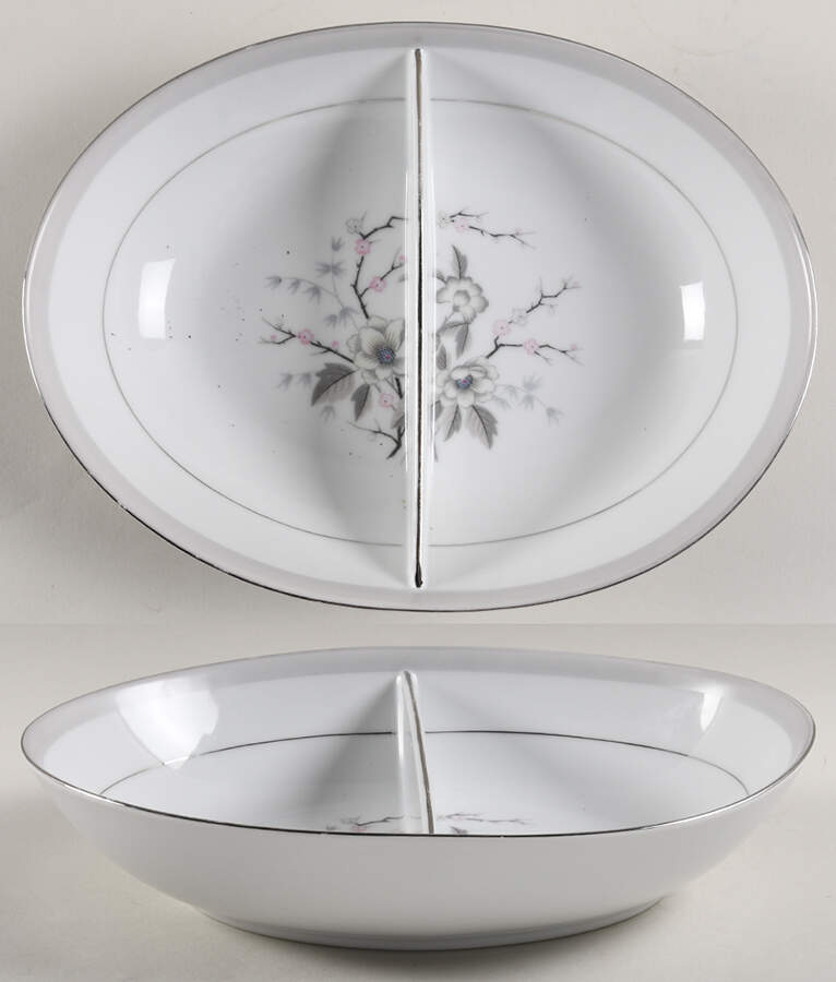 Nannette 10" Oval Divided Vegetable Bowl by Harmony House China-1