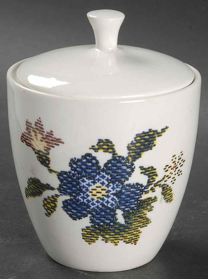 Petit Point Sugar Bowl & Lid by Harmony House China-1
