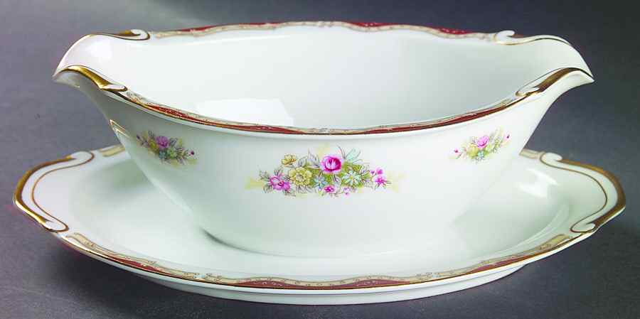 Petite Rose Gravy Boat with Attached Underplate by Harmony House China-1