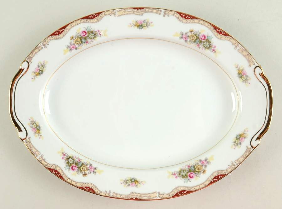 Petite Rose 12" Oval Serving Platter by Harmony House China-1