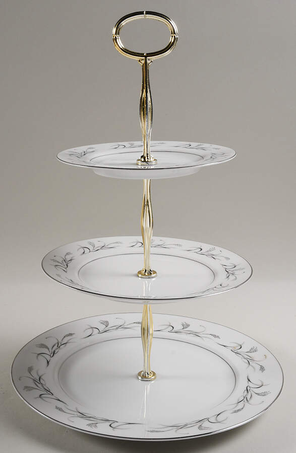 Platinum Garland 13 7/8"-14 1/4" 3-Tiered Serving Tray(DP,SP,BB) HC by Harmony House China-1