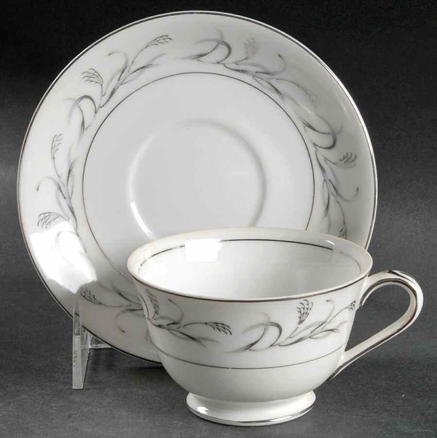Platinum Garland Footed Cup & Saucer Set by Harmony House China-1