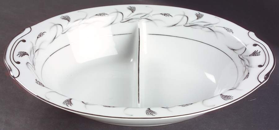 Platinum Garland 11" Oval Divided Vegetable Bowl by Harmony House China-1