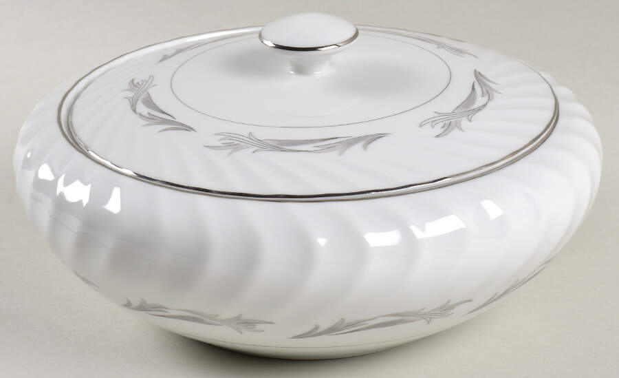 Platinum Scroll Round Covered Vegetable by Harmony House China-1