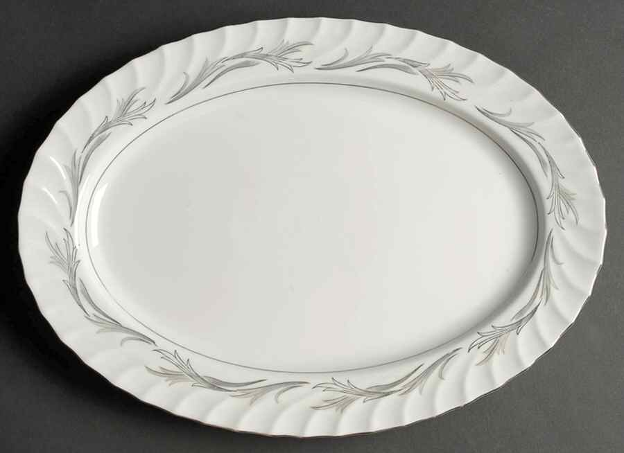 Platinum Scroll 14" Oval Serving Platter by Harmony House China-1