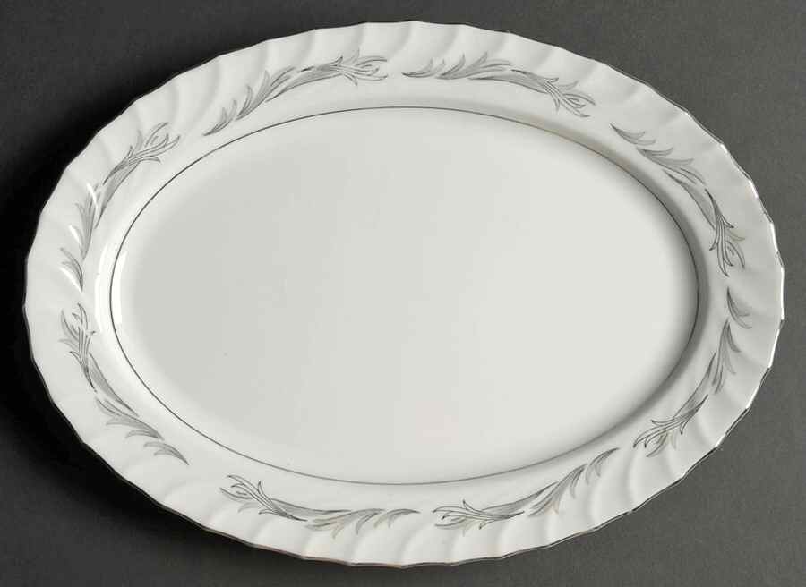 Platinum Scroll 12" Oval Serving Platter by Harmony House China-1