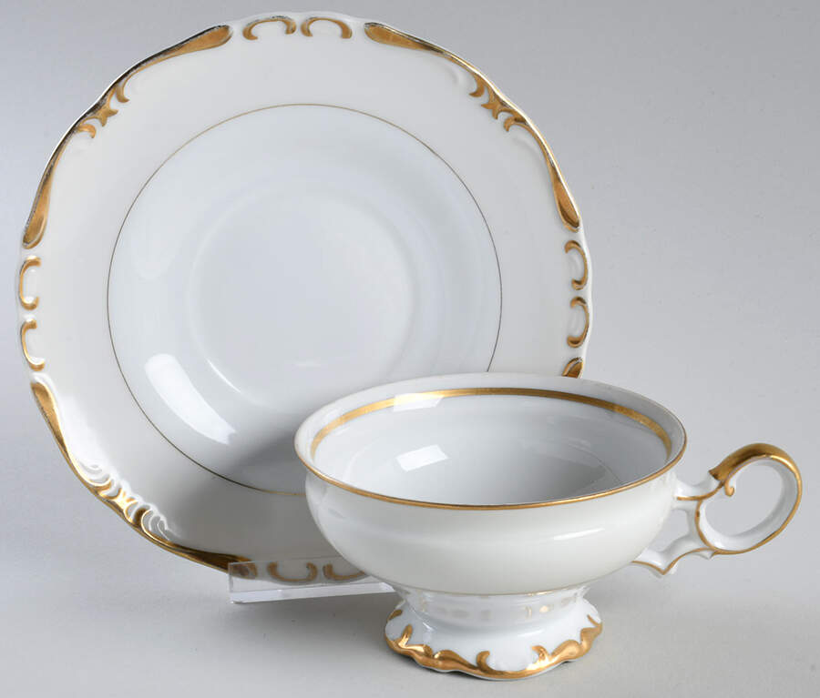 Royal Baroque Off White Footed Cup & Saucer Set by Harmony House China-1