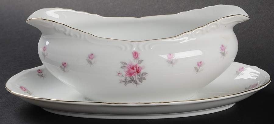 Rose Petite Gravy Boat with Attached Underplate by Harmony House China-1