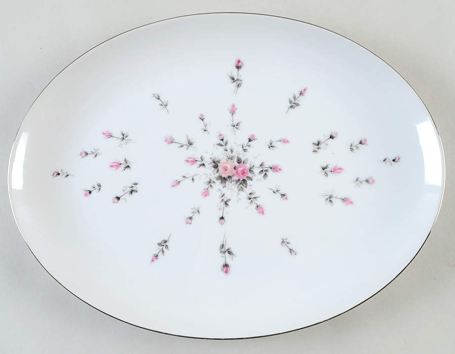 Rosebud 12" Oval Serving Platter by Harmony House China-1
