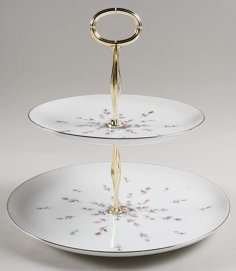 Rosebud 6 5/8"-10"  2 Tiered Serving Tray (Dp, Sp) HC by Harmony House China-1