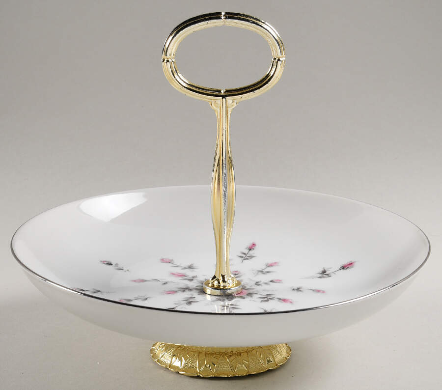 Rosebud 6"-7" Handled Footed Nut Dish HC by Harmony House China-1