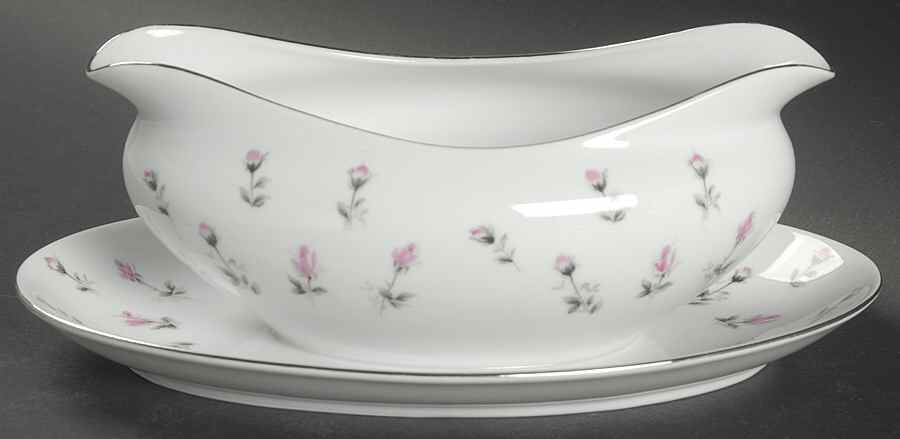 Rosebud Gravy Boat with Attached Underplate by Harmony House China-1
