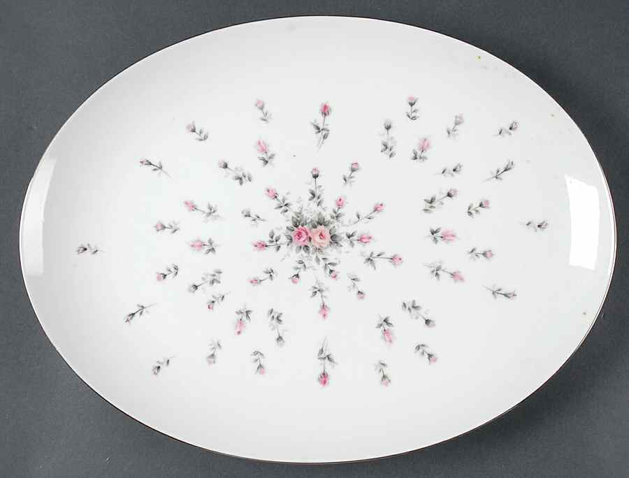 Rosebud 13" Oval Serving Platter by Harmony House China-1