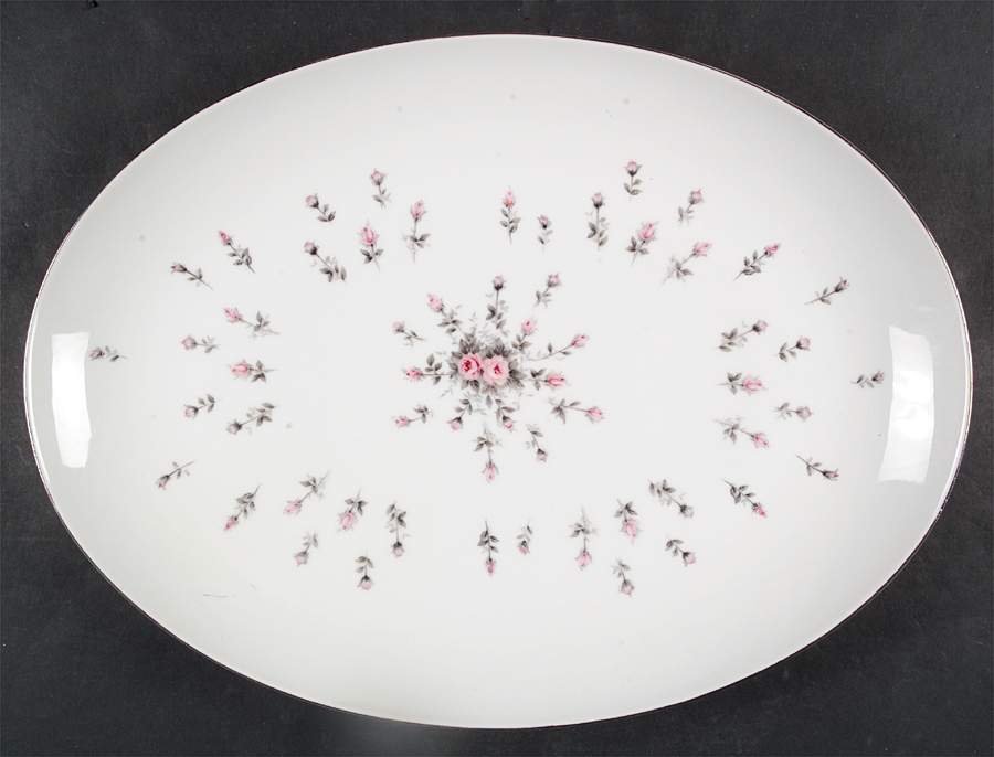 Rosebud 16" Oval Serving Platter by Harmony House China-1