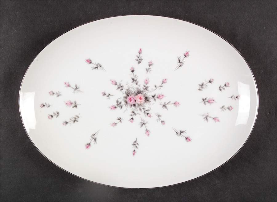 Rosebud 12" Oval Serving Platter by Harmony House China-1