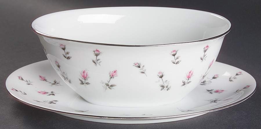 Rosebud Gravy Boat with Attached Underplate by Harmony House China-1