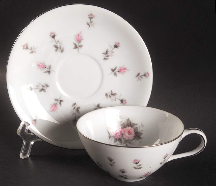 Rosebud Flat Cup & Saucer Set by Harmony House China-1