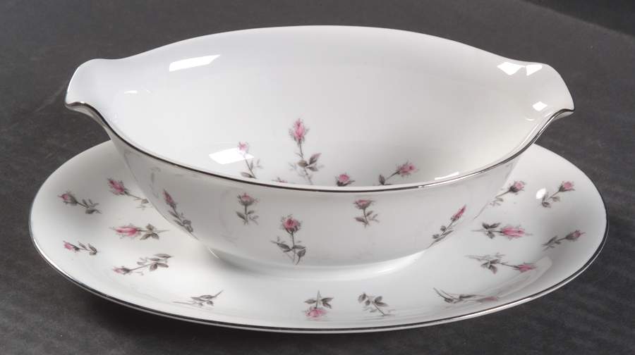 Rosebud Gravy Boat with Attached Underplate by Harmony House China-1