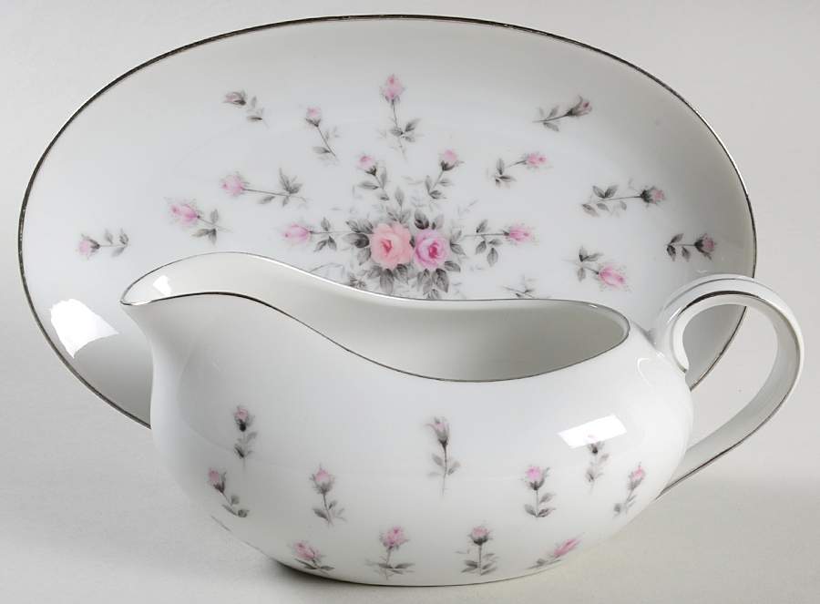 Rosebud Gravy Boat & Underplate/Relish by Harmony House China-1