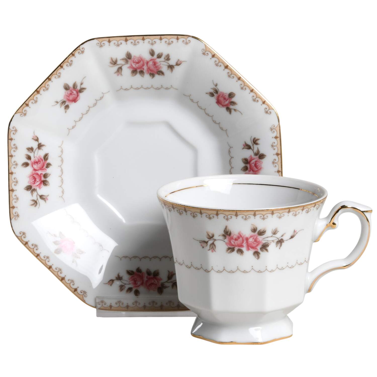 Rosette Footed Cup & Saucer Set by Harmony House China-1