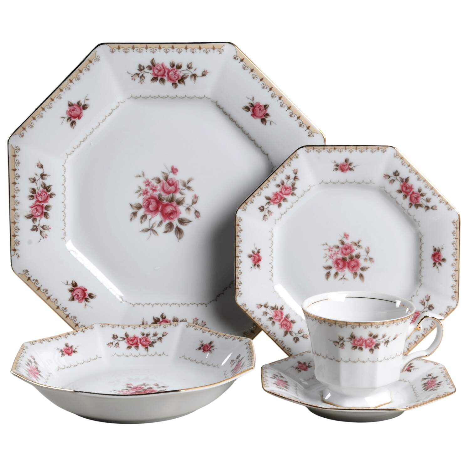 Rosette 5 Piece Place Setting by Harmony House China-1