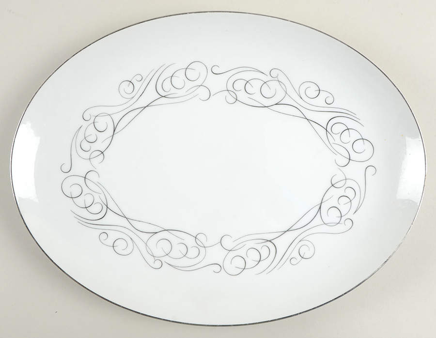 Scroll 12" Oval Serving Platter by Harmony House China-1