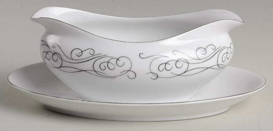 Scroll Gravy Boat with Attached Underplate by Harmony House China-1