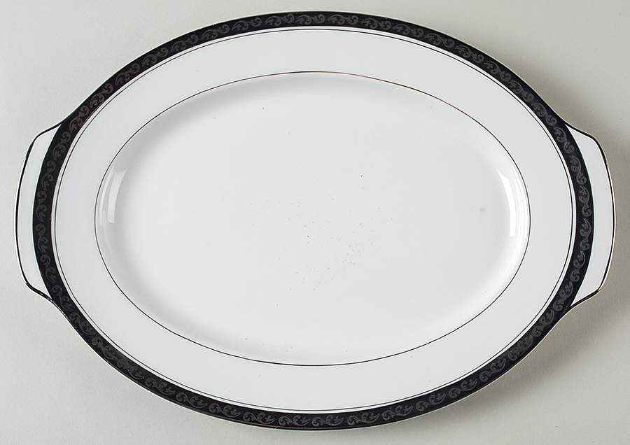 Silver Laurel 12" Oval Serving Platter by Harmony House China-1