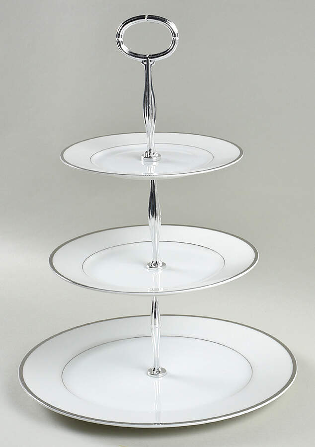 Silver Melody 13 7/8"-14 1/4" 3-Tiered Serving Tray(DP,SP,BB) HC by Harmony House China-1