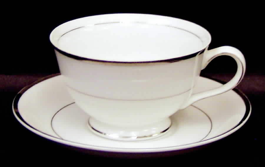 Silver Melody Footed Cup & Saucer Set by Harmony House China-1