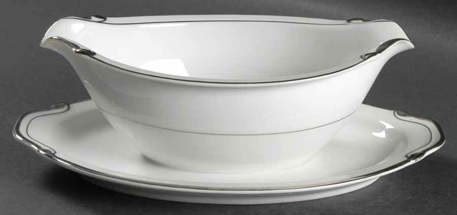 Silver Melody Gravy Boat with Attached Underplate by Harmony House China-1