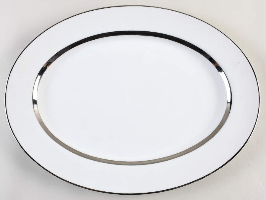 Silver Rhapsody 16" Oval Serving Platter by Harmony House China-1