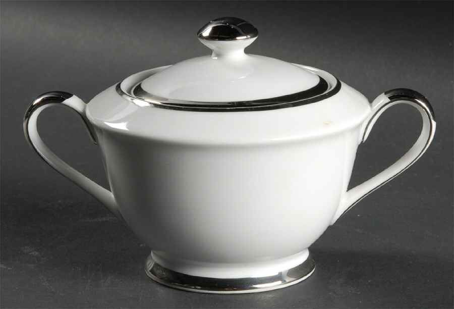 Silver Rhapsody Sugar Bowl & Lid by Harmony House China-1
