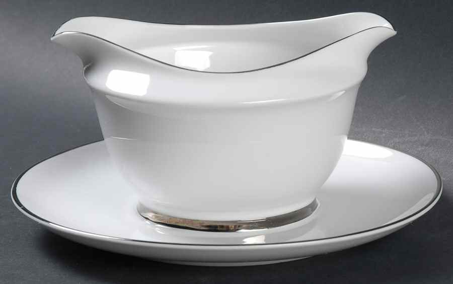 Silver Rhapsody Gravy Boat with Attached Underplate by Harmony House China-1