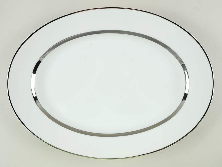 Silver Rhapsody 14" Oval Serving Platter by Harmony House China-1