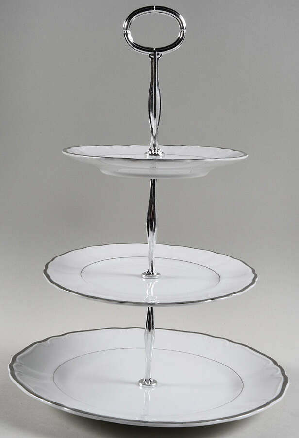 Silver Sonata 13 7/8"-14 1/4" 3-Tiered Serving Tray(DP,SP,BB) HC by Harmony House China-1