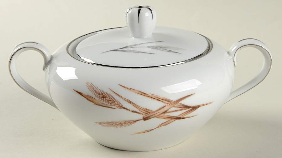 Silver Wheat Sugar Bowl & Lid by Harmony House China-1