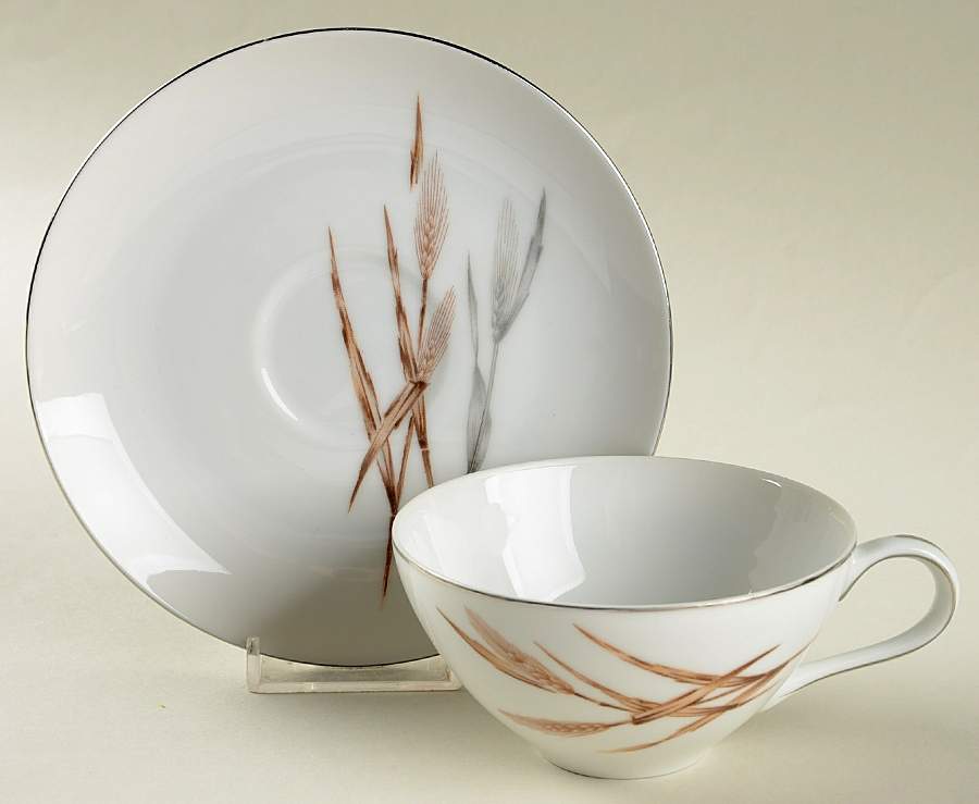 Silver Wheat Flat Cup & Saucer Set by Harmony House China-1