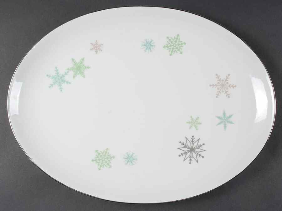 Snowflake (All Over Flakes) 16" Oval Serving Platter by Harmony House China-1
