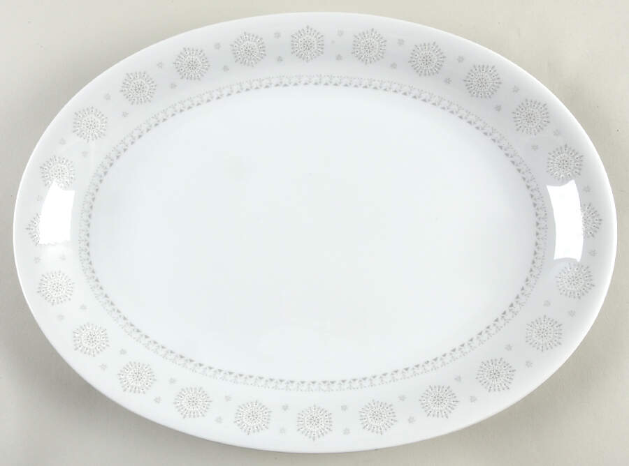 Snowflake (Flakes On Edge) 16" Oval Serving Platter by Harmony House China-1