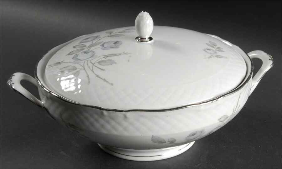 Spring Song (Platinum Trim) Round Covered Vegetable by Harmony House China-1