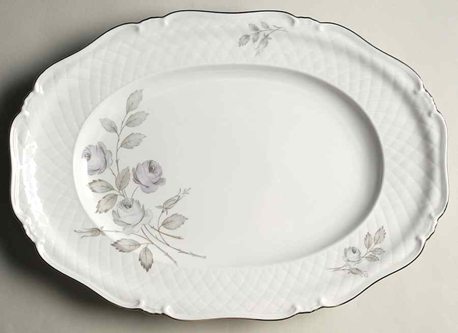 Spring Song (Platinum Trim) 14" Oval Serving Platter by Harmony House China-1