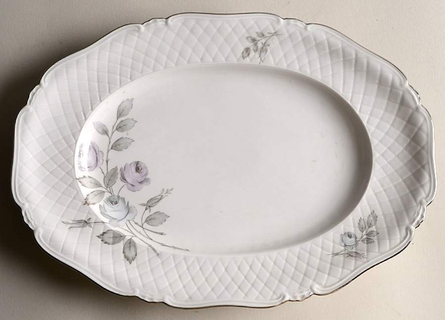 Spring Song (Platinum Trim) 12" Oval Serving Platter by Harmony House China-1