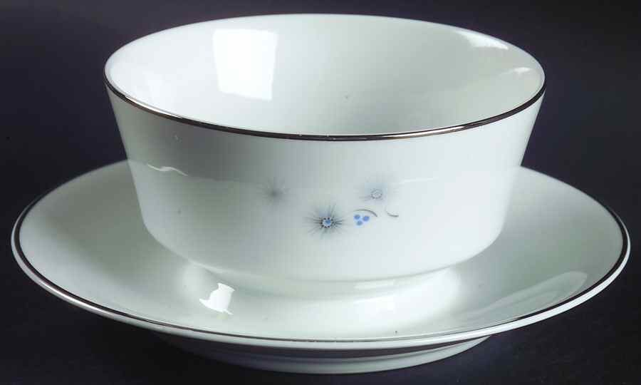 Starflower Round Gravy Boat/Attached Underplate by Harmony House China-1