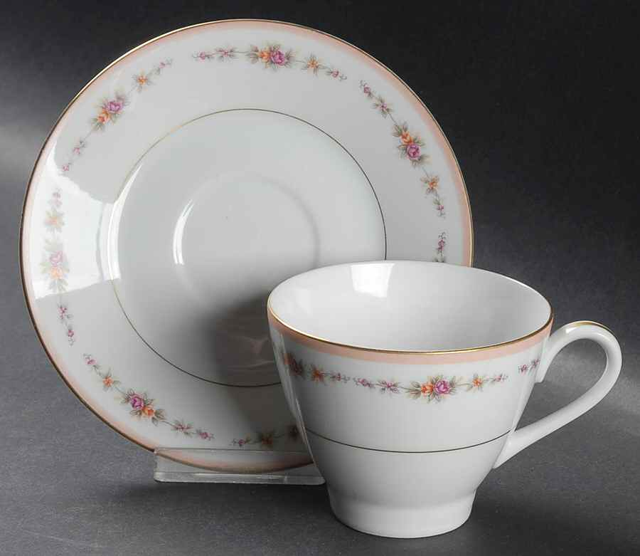 Venetian Rose (3641) Flat Cup & Saucer Set by Harmony House China-1