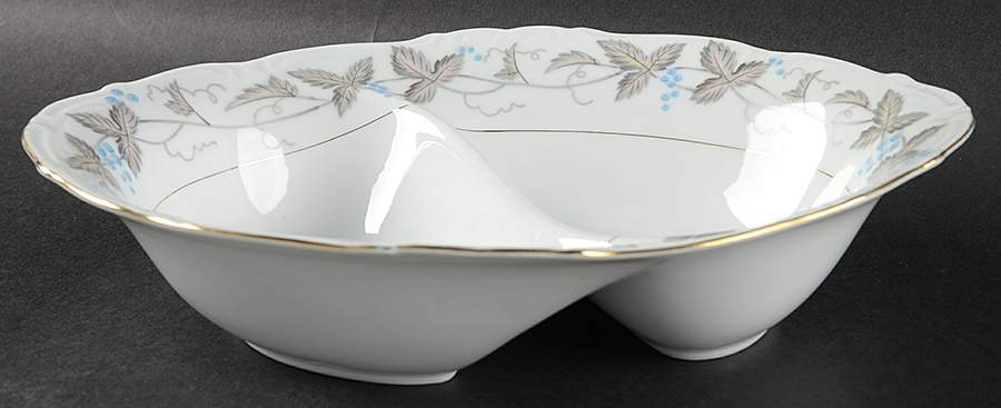 Vintage 10" Oval Divided Vegetable Bowl by Harmony House China-1