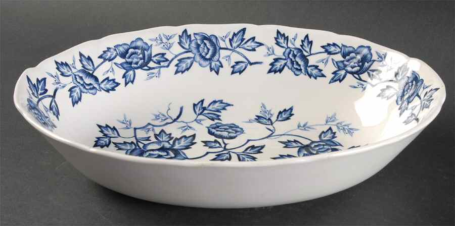 Wisteria Blue and White 10" Oval Vegetable Bowl by Harmony House China-1